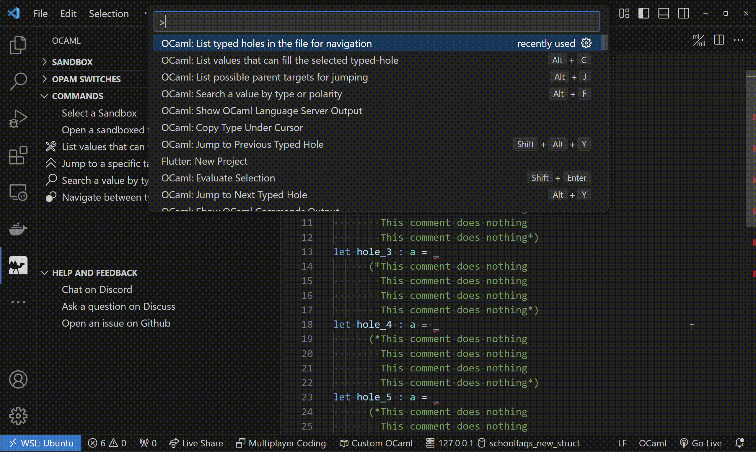 Automatically performing construct after navigating to a typed hole