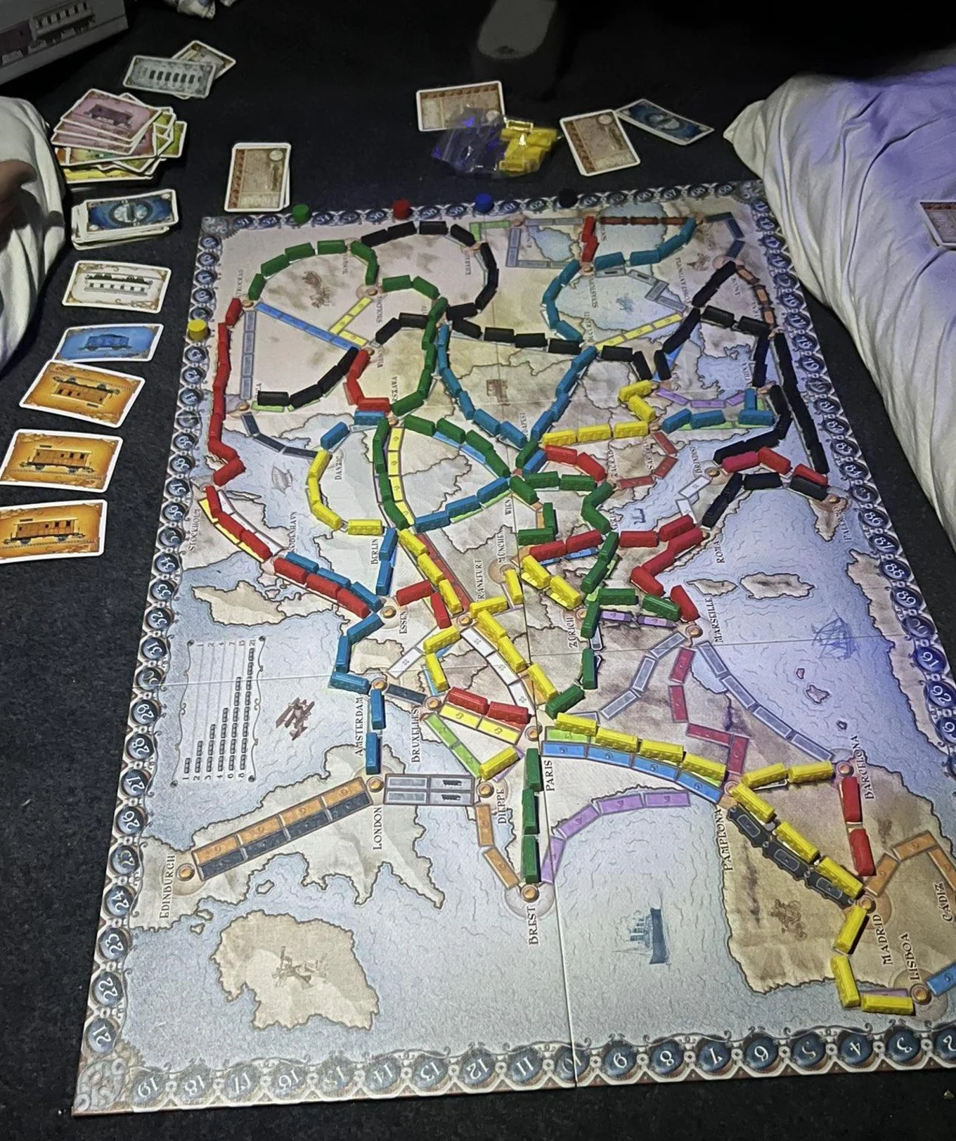 A picture of the game: Ticket to Ride