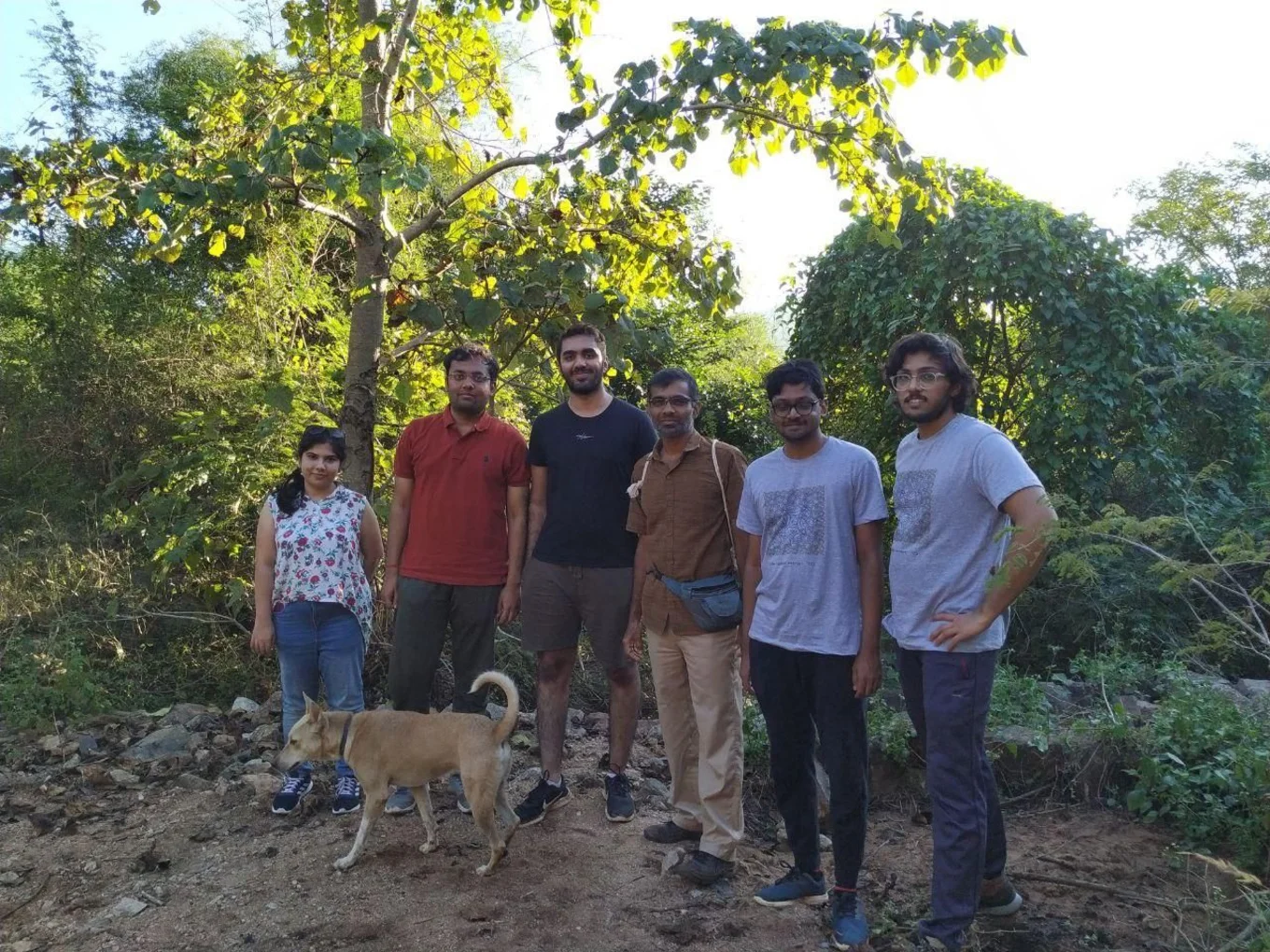 Hiking crew with Poco the dog